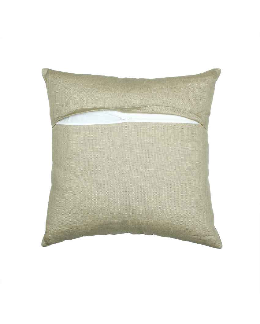 Saanjh Beige Stylish Cushion Covers | Set of 2 | 16 x 16 inches