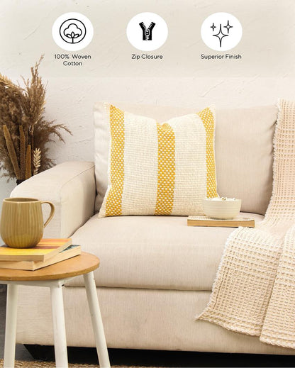 Yellow Shivalik Cotton Cushion Covers | Set of 2 | 18 x 18 inches