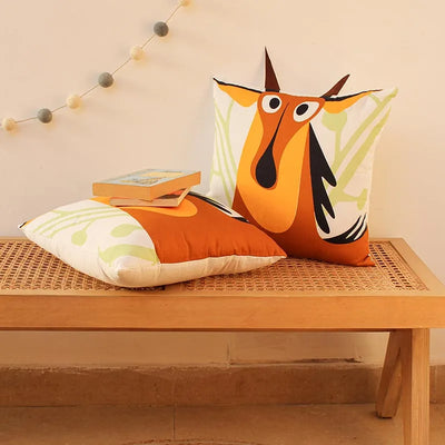 The Surprised Neelgai Cushion Cover | 16 x 16 Inches | Set Of 2 Default Title