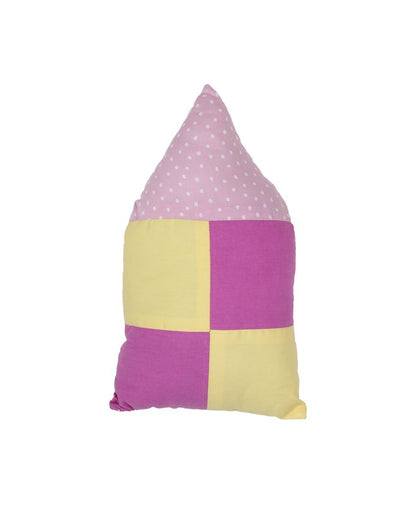 Sweat Home Shaped Pink and Yellow Cotton Cushions | Set Of 2 | 12 x 13 inches