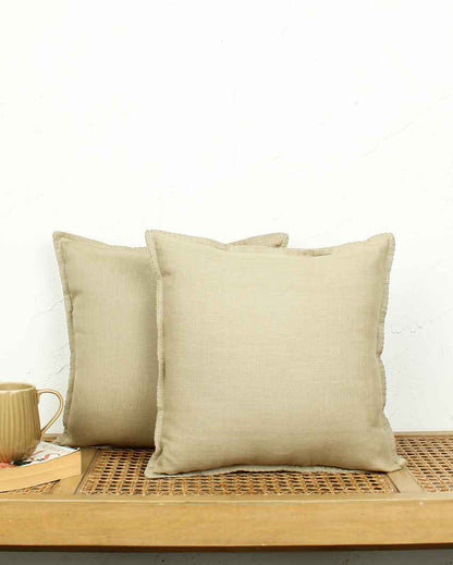 Tamarind Beige Modern Cushion Covers | Set of 2 | 16 x 16 inches
