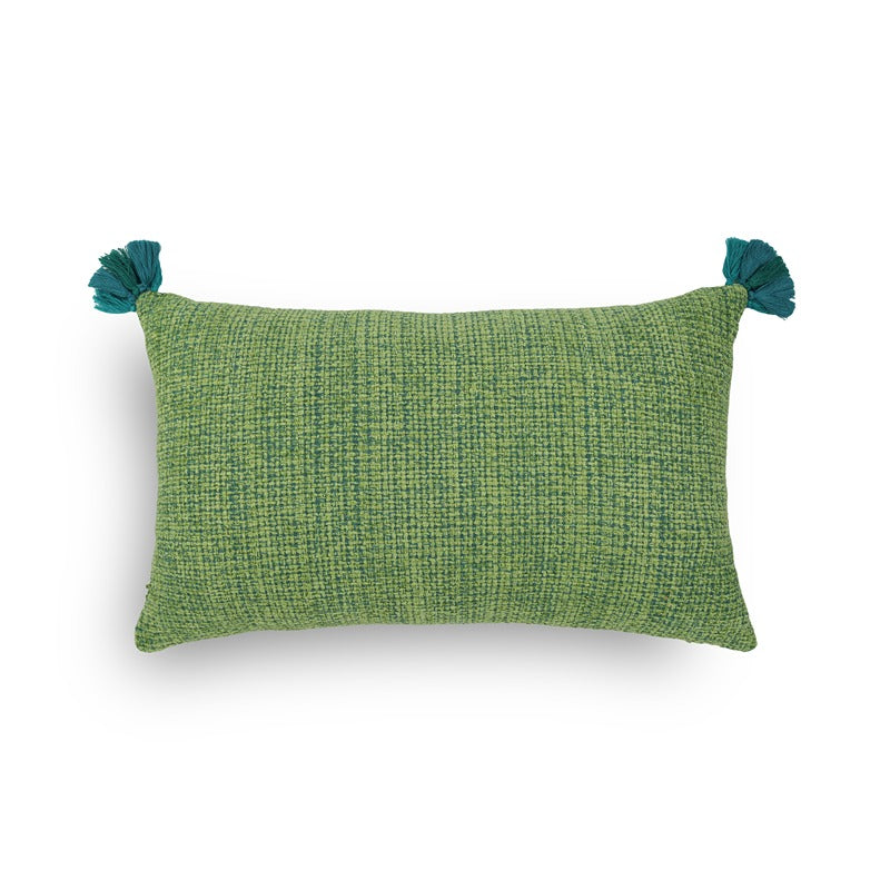 Leafy Green Ananya Handwoven Cushion Cover 12x20 Inch