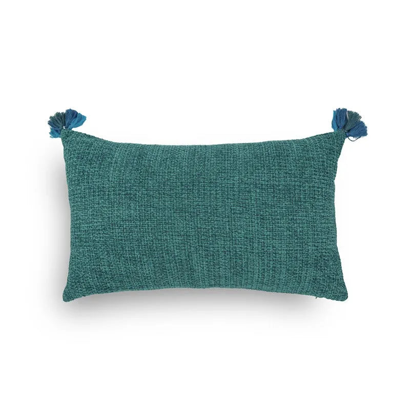 Turquoise Ananya Handwoven Cushion Cover 12x20 Inch