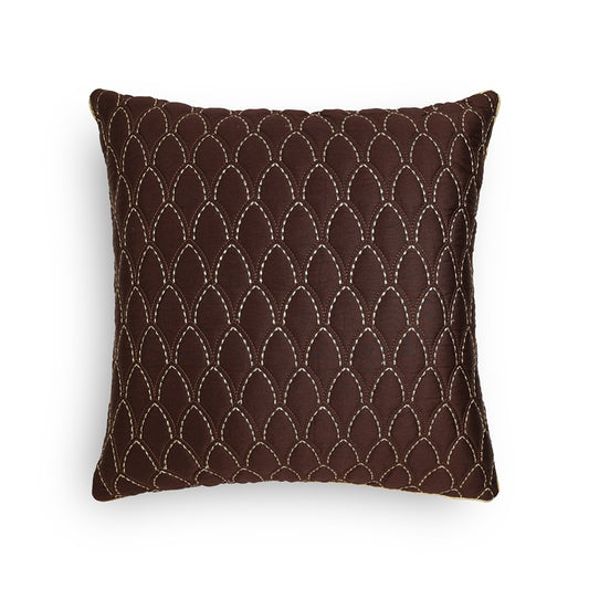 Chocolate Darwaja Quilted Cushion Cover 20x20 Inch