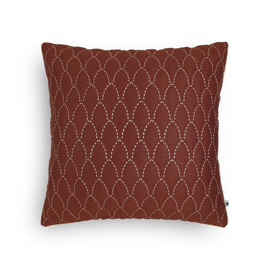 Stylish Rust Darwaja Quilted Cushion Cover 20x20 Inch