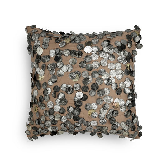 Tara Hand Embroidered Beige Cushion Cover 12x12 Inch