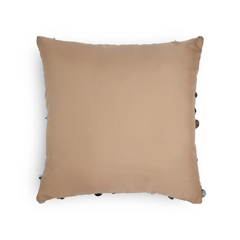 Tara Hand Embroidered Beige Cushion Cover 12x12 Inch