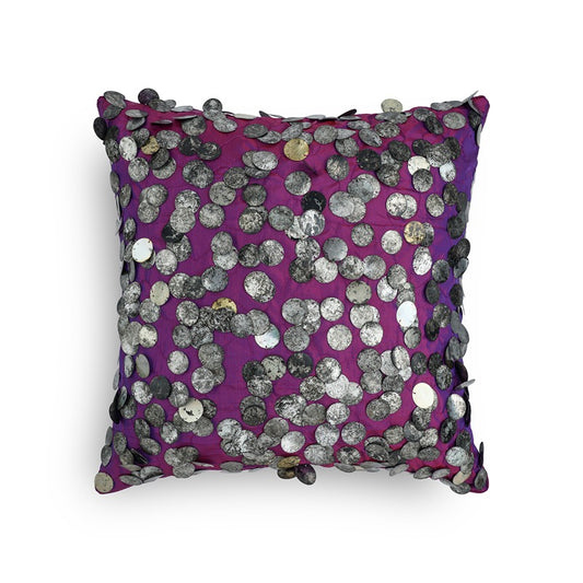 Tara Hand Embroidered Imperial Purple Cushion Cover 12x12 Inch