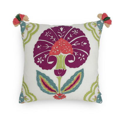 Saubhagya Hand Embroidered Cushion Cover Purple