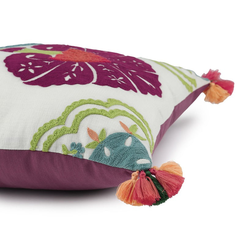 Saubhagya Hand Embroidered Cushion Cover Purple