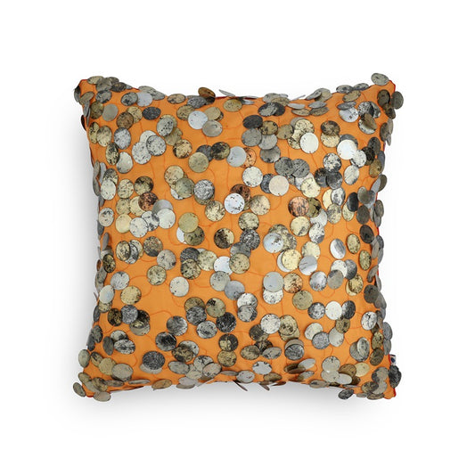 Tara Hand Embroidered Orange Cushion Cover 12x12 Inch