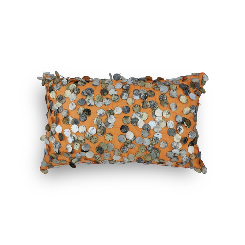 Tara Hand Embroidered Orange Cushion Cover 12x12 Inch