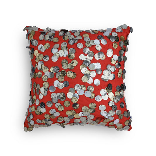 Tara Hand Embroidered Ravishing Red Cushion Cover 12x12 Inch