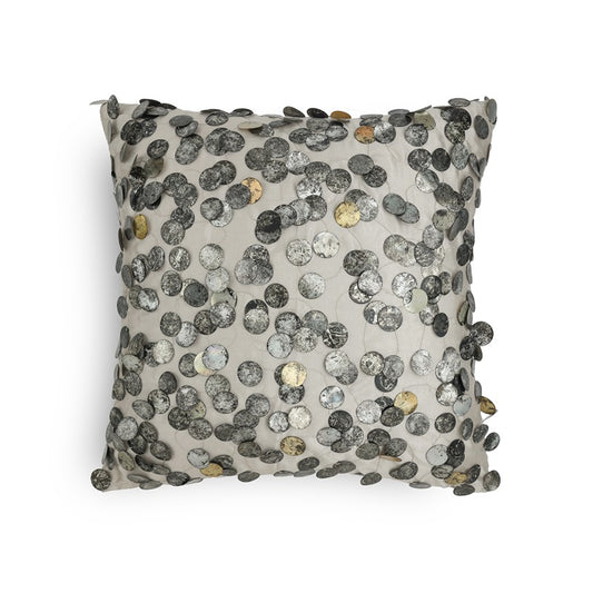 Tara Hand Embroidered Silver Cushion Cover 12x12 Inch