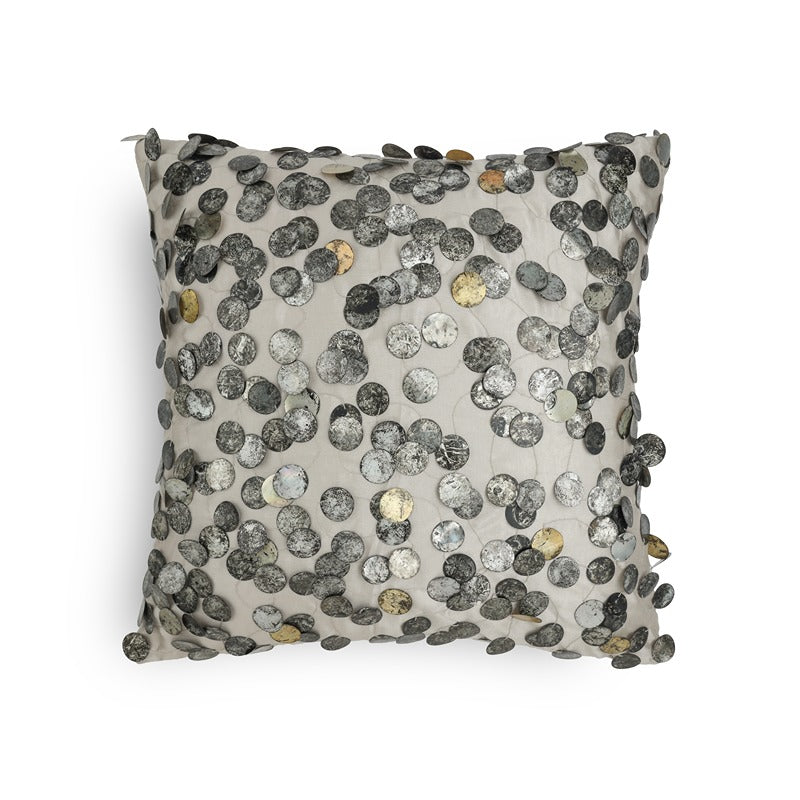 Tara Hand Embroidered Silver Cushion Cover 12x12 Inch