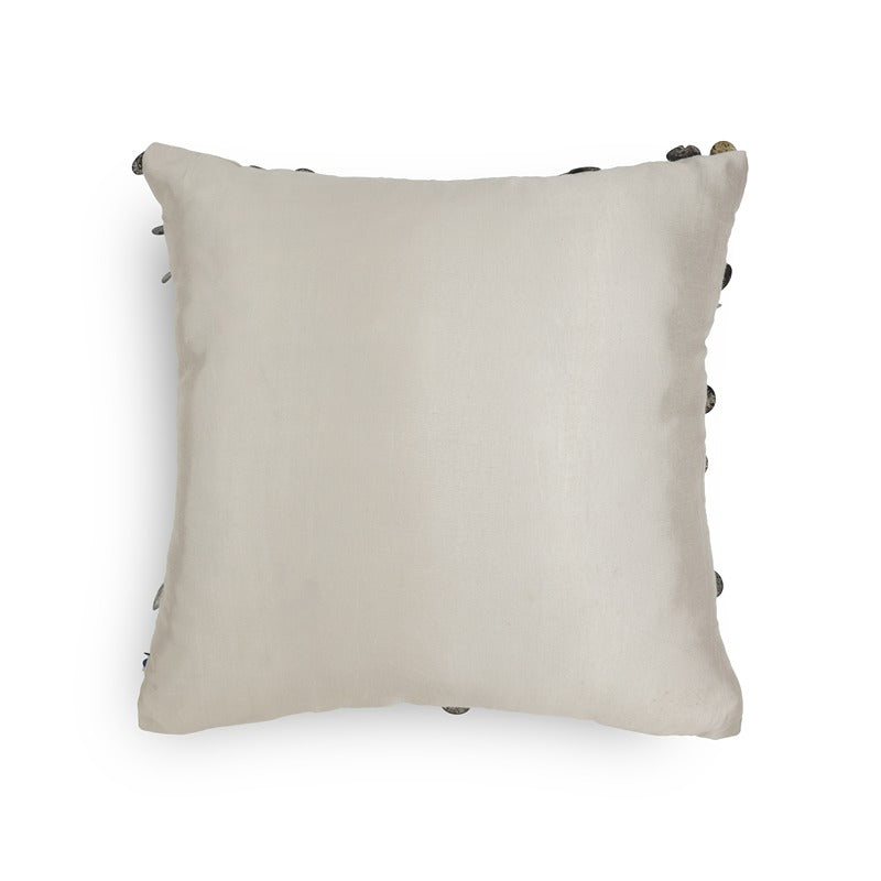 Tara Hand Embroidered Silver Cushion Cover 12x12 Inch