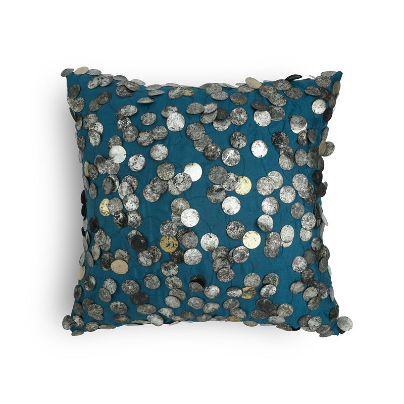 Tara Hand Embroidered Teal Cushion Cover 12x12 Inch