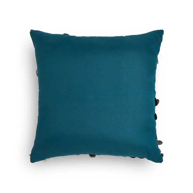 Tara Hand Embroidered Teal Cushion Cover 12x12 Inch