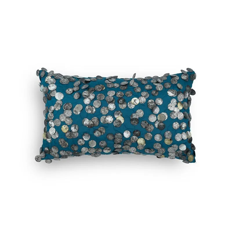 Tara Hand Embroidered Teal Cushion Cover 12x12 Inch