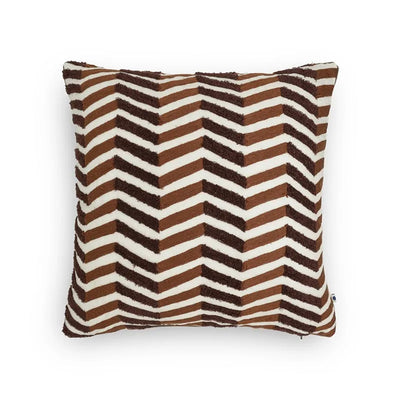 Hand Embroidered Brown Lahar Cushion Cover 16x16 Inch