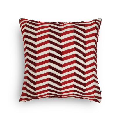 Lahar Red Hand Embroidered Cushion Cover 12x12 Inch