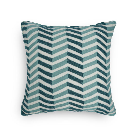 Hand Embroidered Turquoise Lahar Cushion Cover 16x16 Inch