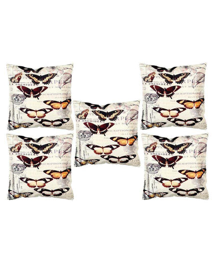 Beautiful Butterfly Velvet Cushion Covers | Set of 5 | 16 x 16 inches