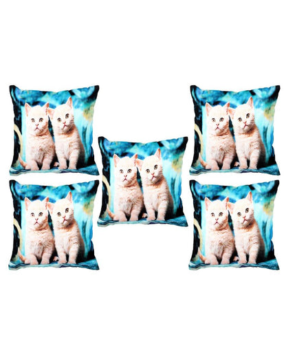 Charming Cat Velvet Cushion Covers | Set of 5 | 16 x 16 inches