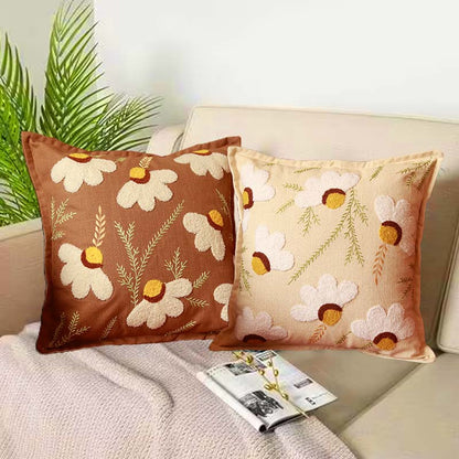 Brown & White Cotton Cushion Covers | Set of 2 | 16 x 16 Inches - Dusaan