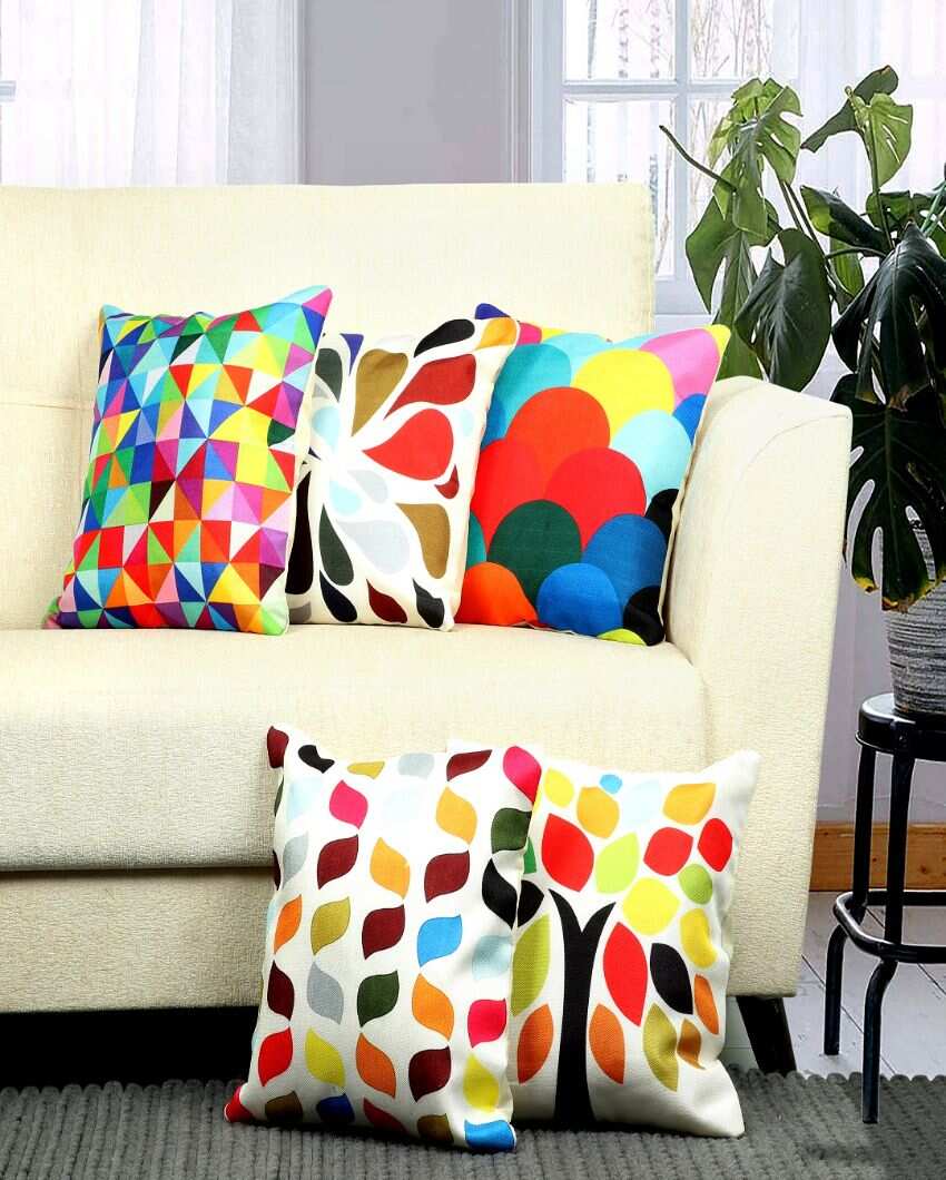 Contemporary Geometrics Velvet Cushion Covers | Set of 5 | 16 x 16 inches