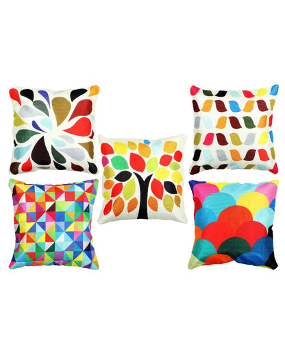 Contemporary Geometrics Velvet Cushion Covers | Set of 5 | 16 x 16 inches