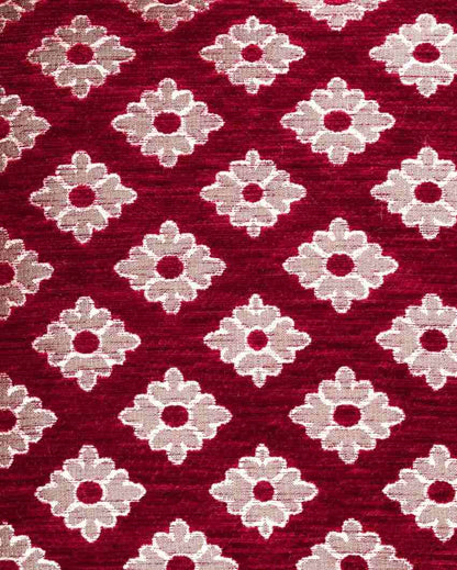 Elegant Maroon Flower Chenille Cushion Covers | Set of 5 | 16 x 16 inches