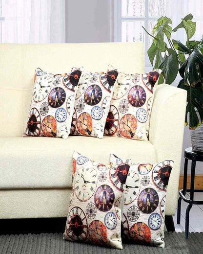 Unique Mix Watch Velvet Cushion Covers | Set of 5 | 16 x 16 inches