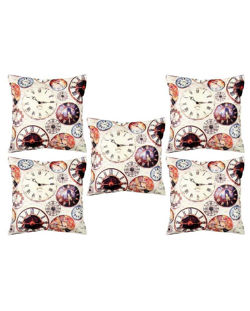 Unique Mix Watch Velvet Cushion Covers | Set of 5 | 16 x 16 inches