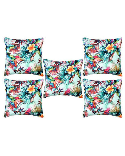 Bright Mix Flower Velvet Cushion Covers | Set of 5 | 16 x 16 inches