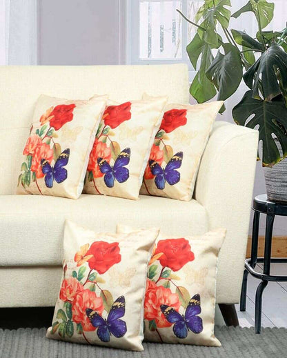 Pretty Butterfly Velvet Cushion Covers | Set of 5 | 16 x 16 inches