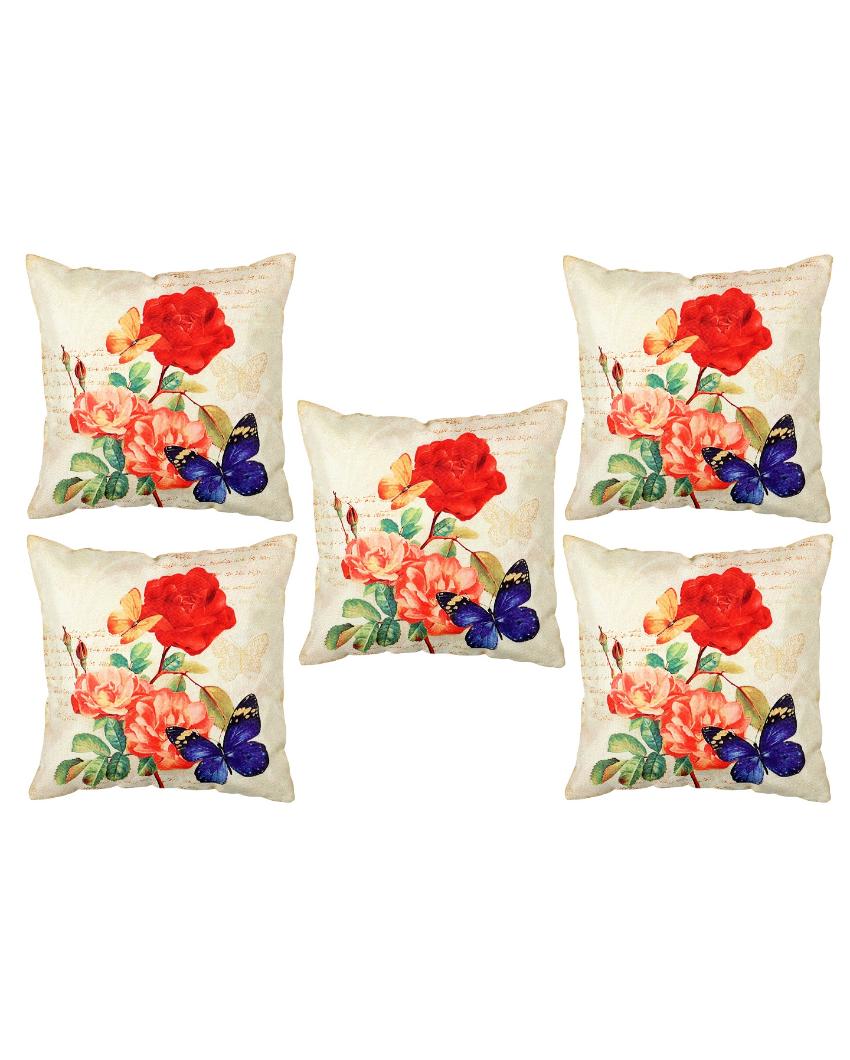 Pretty Butterfly Velvet Cushion Covers | Set of 5 | 16 x 16 inches