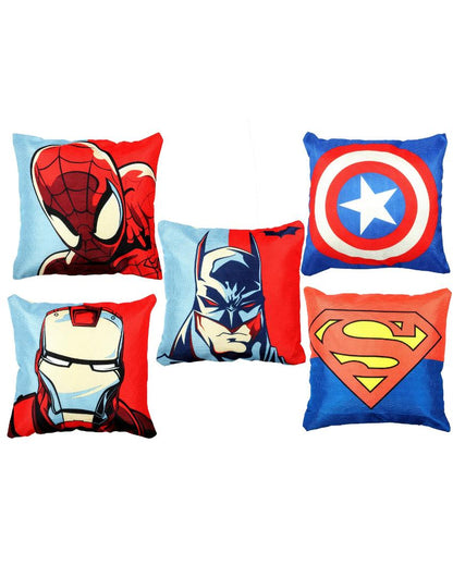 Fun Superhero Velvet Cushion Covers | Set of 5 | 16 x 16 inches