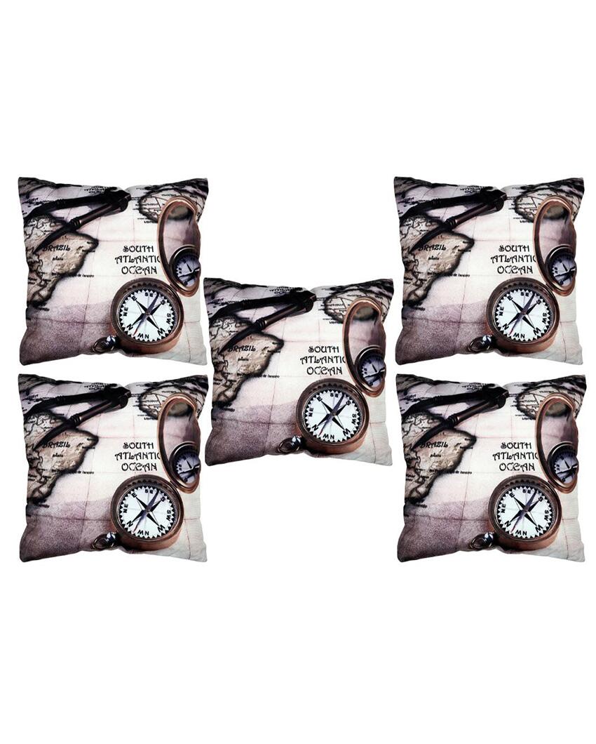 Classic Watch Design Velvet Cushion Covers | Set of 5 | 16 x 16 inches