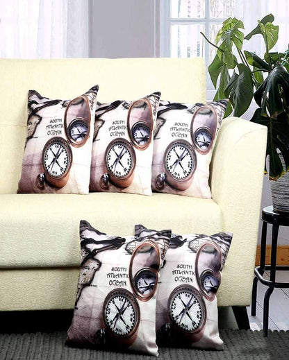 Classic Watch Design Velvet Cushion Covers | Set of 5 | 16 x 16 inches