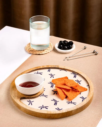 Round Wabi Sabi Chip And Dip Wood Platter With Bowl