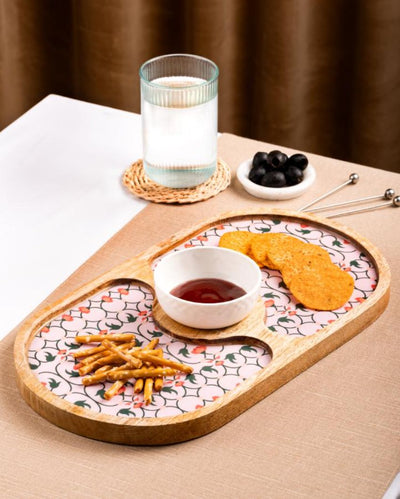 Oval Chip And Dip Wood Platter