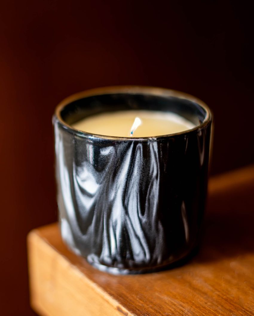 Black Ceramic Jar Candle | 7 x 7 cm / 3 x 3 inches