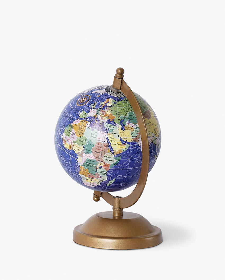 Antiqe Golden Frame Globe Dark Blue