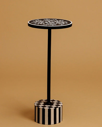 Modern Geo Black Flora Drink Side Table | 10 x 24 inches