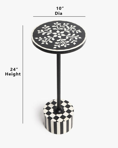 Modern Geo Black Flora Drink Side Table | 10 x 24 inches