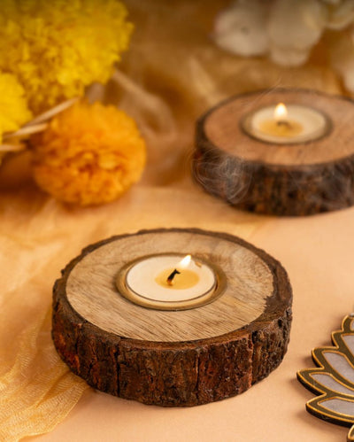 Round Wooden Tea Light Holder |10 x 10 cm/ 4 x 4 inches