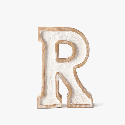 Elegant Beaded Wooden Letter R Ornament | 6 x 2 x 8 inches