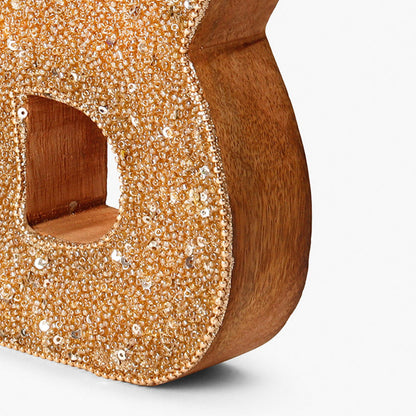 Artful Beaded Wooden Letter B Ornament | 6 x 2 x 8 inches