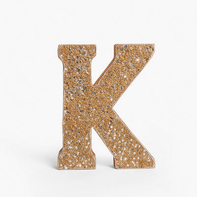 Graceful Beaded Wooden Letter K Ornament | 6 x 2 x 8 inches